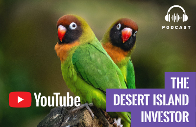 A thumbnail from our YouTube channel featuring two parrots on a branch